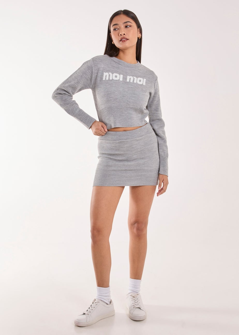Pink Vanilla Grey Moi Moi Slogan Cropped Jumper