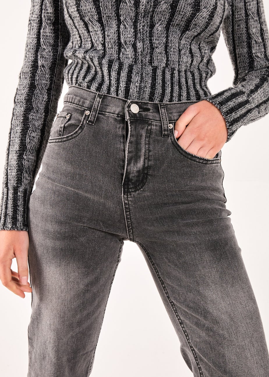 Pink Vanilla Black Washed Relaxed Fit High Waist Jeans