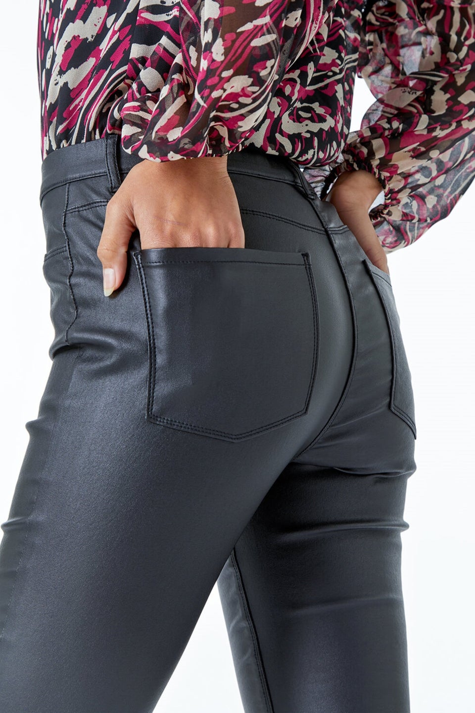 Roman Black  Coated Faux Leather Jeggings