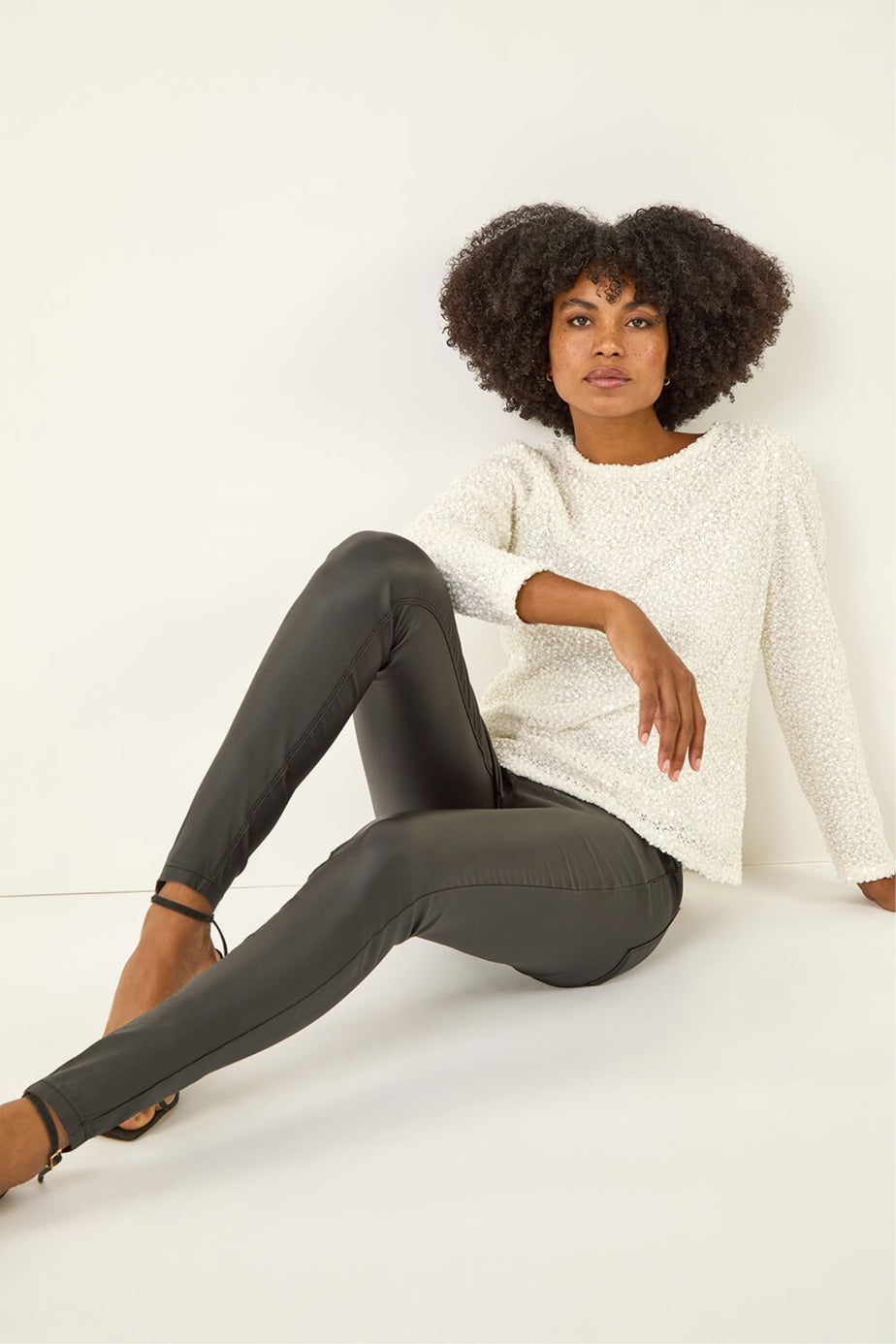 Roman Black  Coated Faux Leather Jeggings