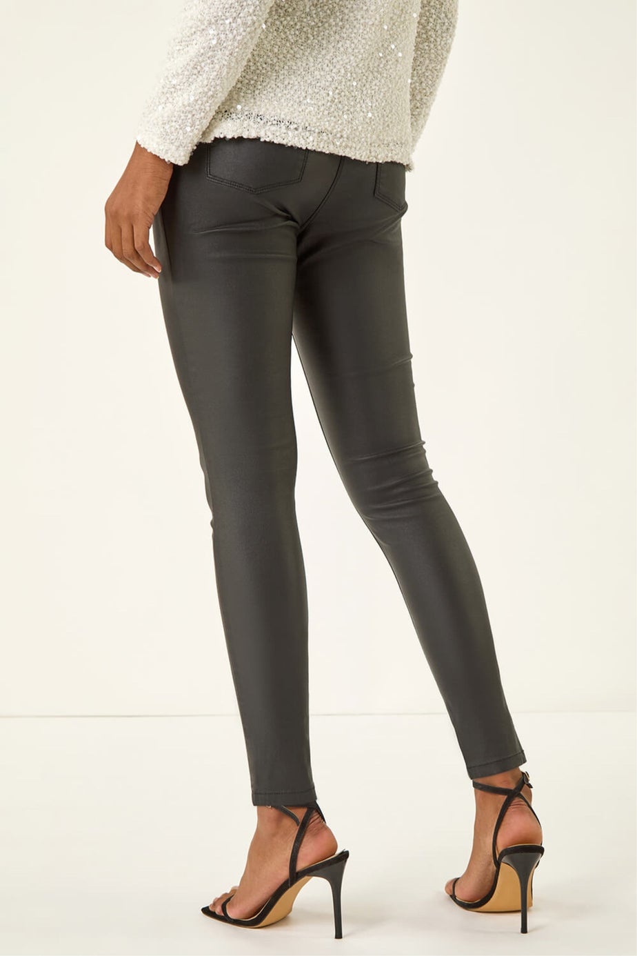 Roman Black  Coated Faux Leather Jeggings