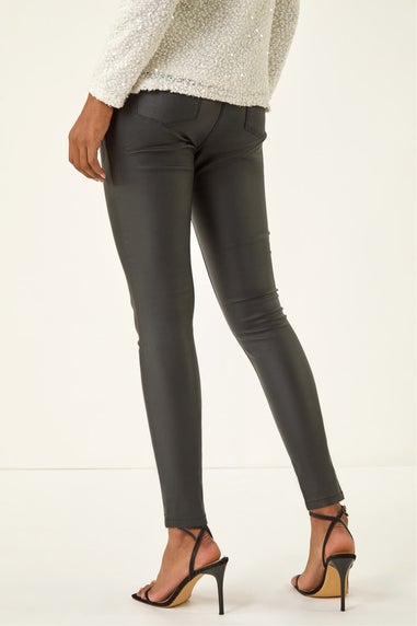 Roman Black  Coated Faux Leather Jeggings