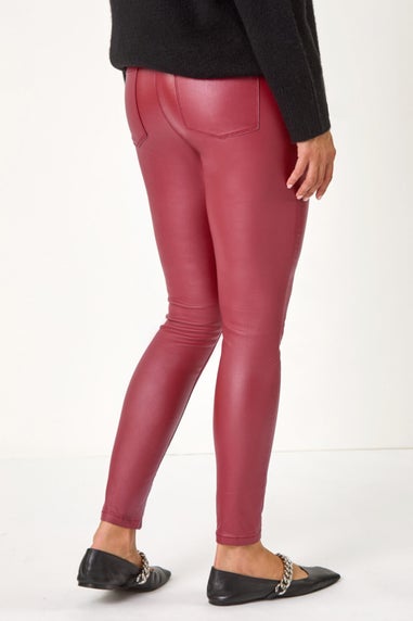 Roman Burgundy Coated Faux Leather Jeggings