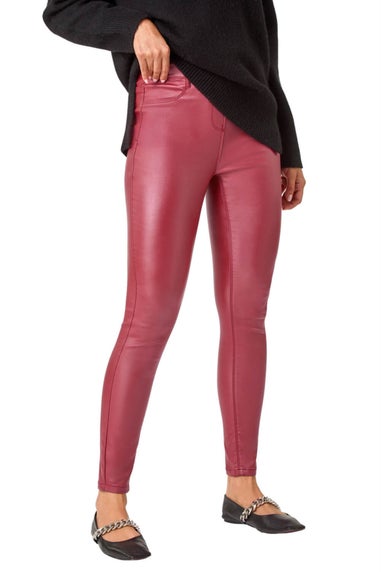 Roman Burgundy Coated Faux Leather Jeggings