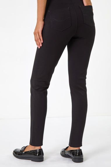 Roman Black Pocket Detail Stretch Ponte Trouser