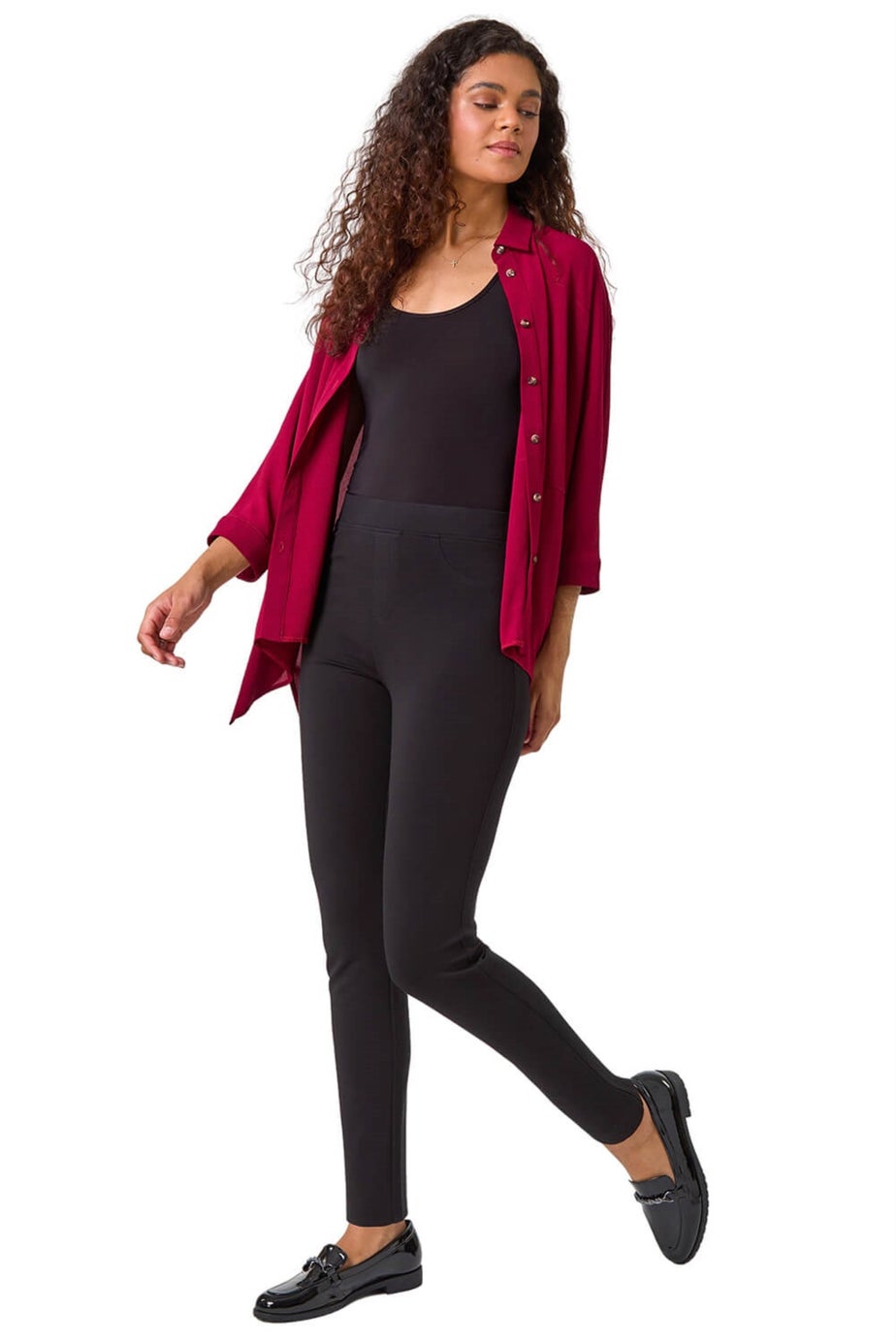 Roman Black Pocket Detail Stretch Ponte Trouser