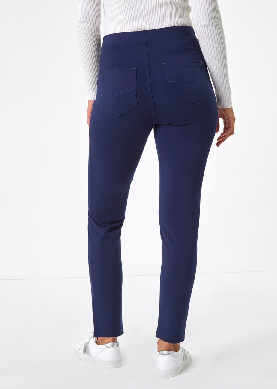 Roman Navy Stretch Ponte Denim Trouser