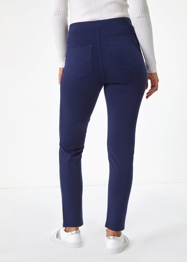 Roman Navy Stretch Ponte Denim Trouser