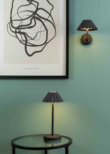 ValueLights Avery Dimmable Black Table Lamp with Black Shade Integrated LED