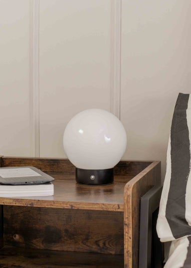 ValueLights Atlas Frosted White Table Lamp with White Shade Integrated LED