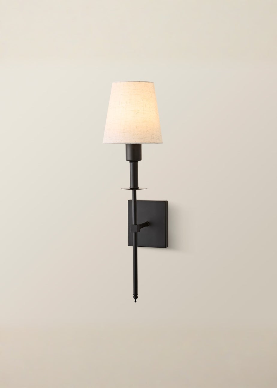 ValueLights Dimmable Black Wall Light with Cream Shade Integrated LED