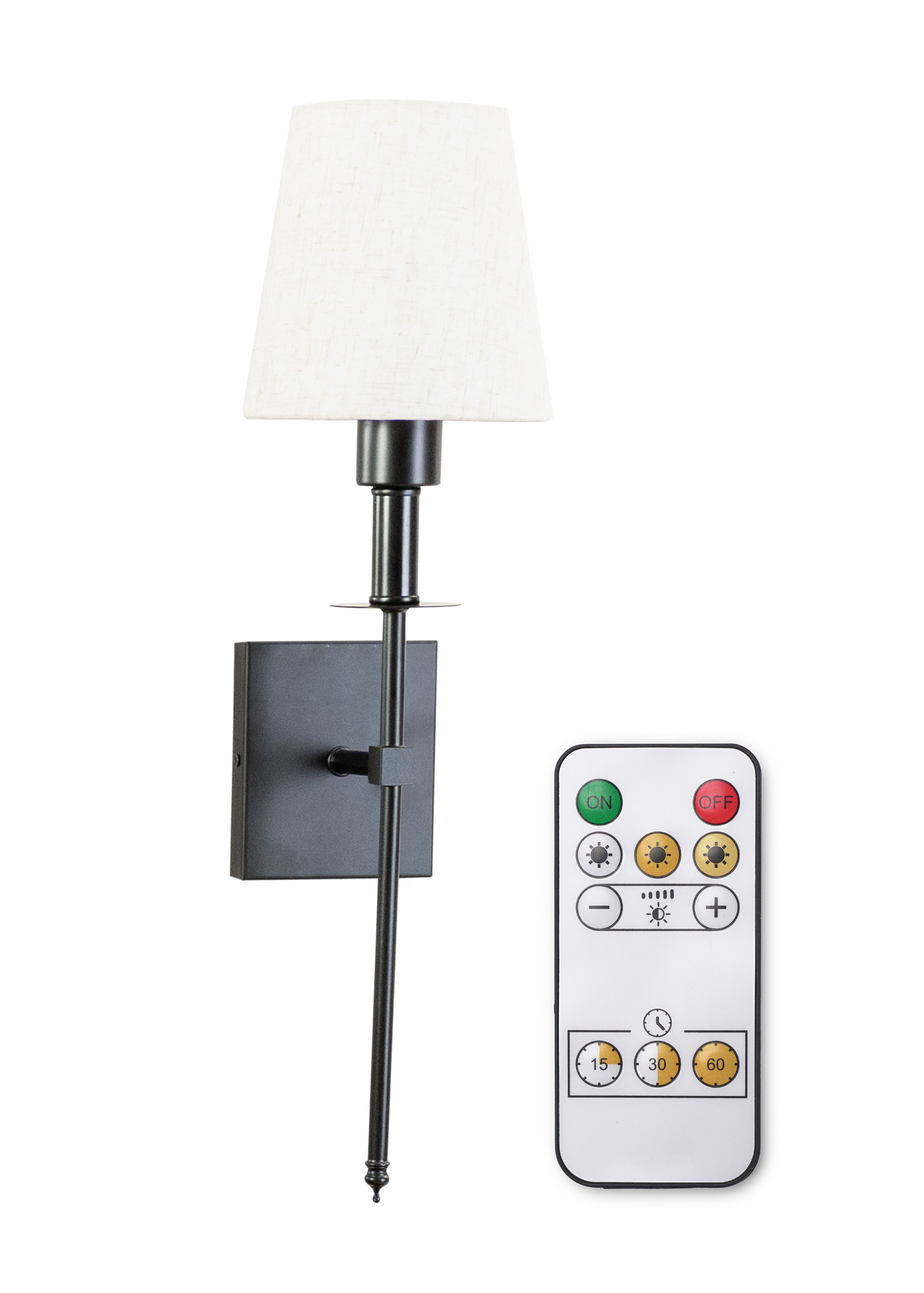 ValueLights Dimmable Black Wall Light with Cream Shade Integrated LED