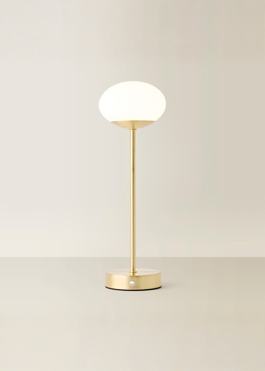 ValueLights Dimmable Gold Table Lamp with Globe Shade Integrated LED