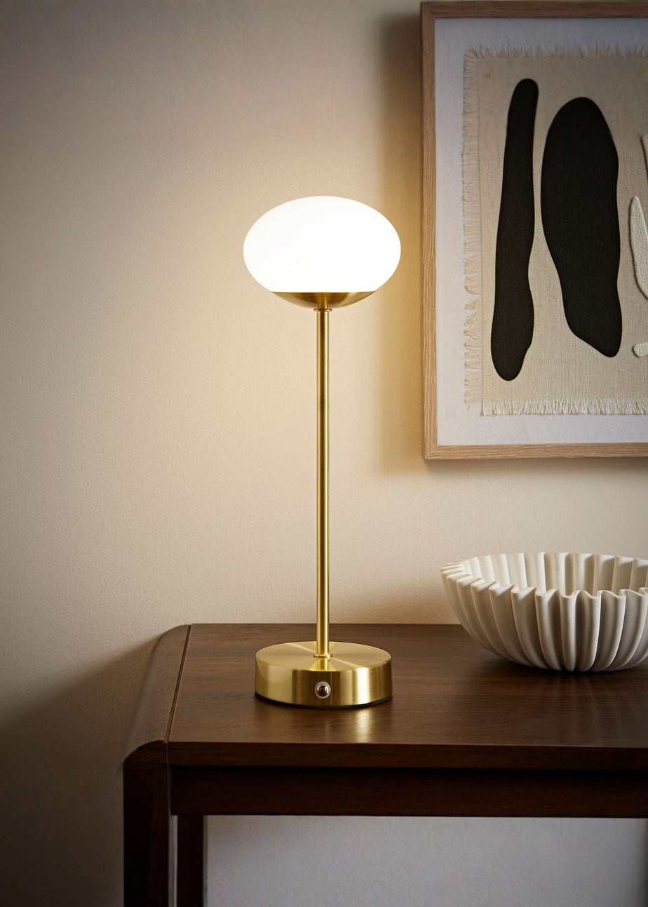 ValueLights Dimmable Gold Table Lamp with Globe Shade Integrated LED