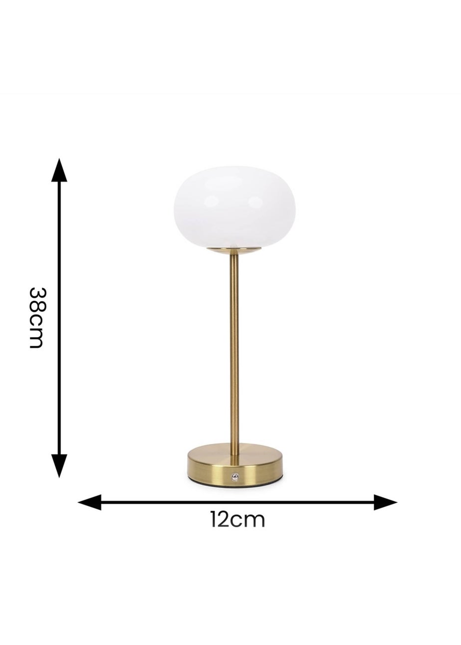 ValueLights Dimmable Gold Table Lamp with Globe Shade Integrated LED