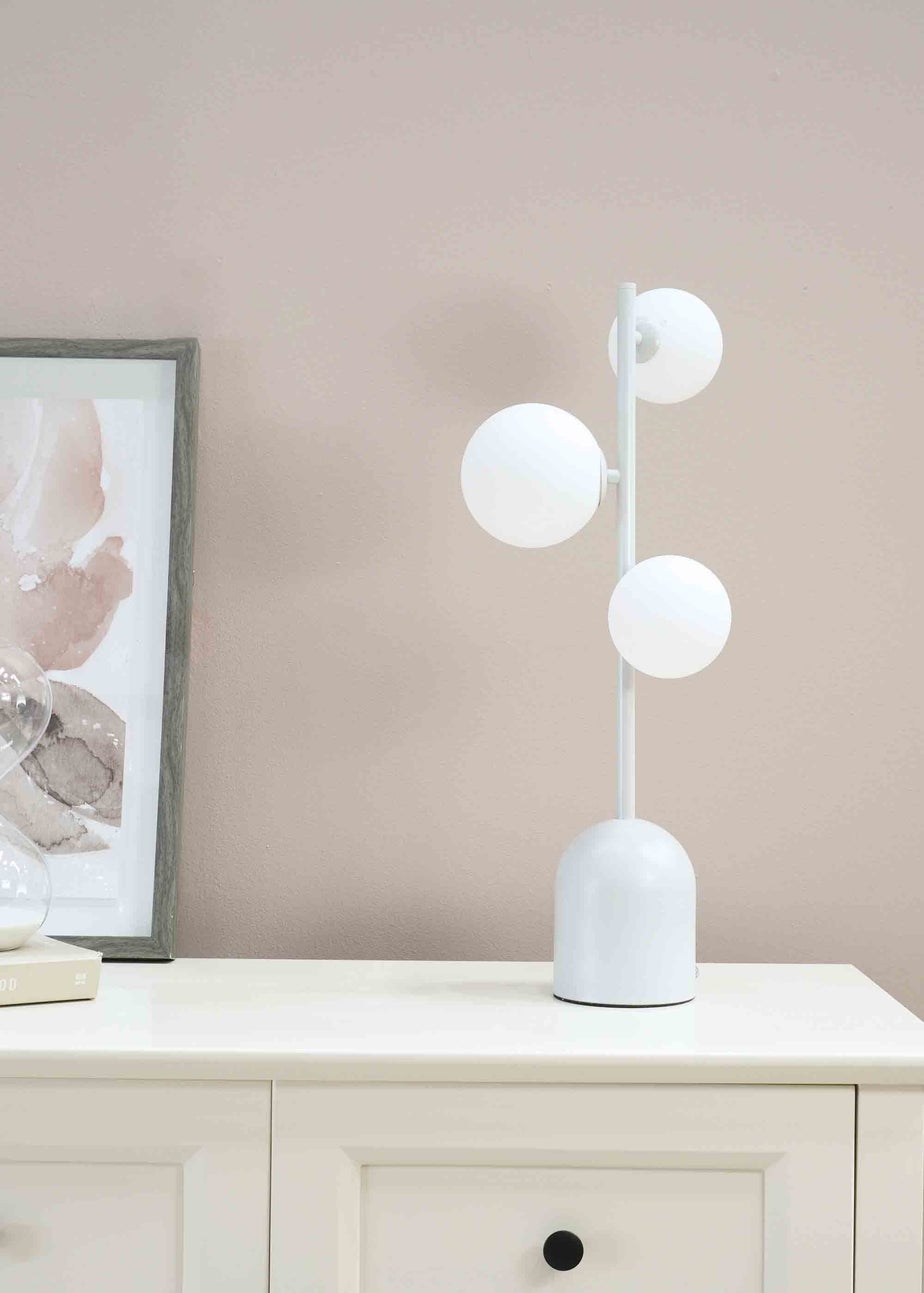 ValueLights Marlow Grey Table Lamp with White Globe Shade
