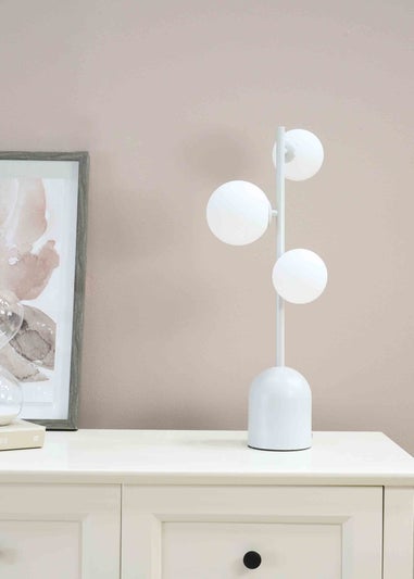 ValueLights Marlow Grey Table Lamp with White Globe Shade
