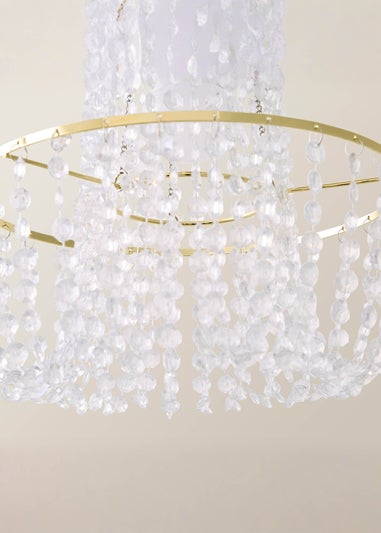 ValueLights Tegan Polished Gold Tiered Ceiling Pendant Droplets Shade (28cm x 28cm x 28cm)