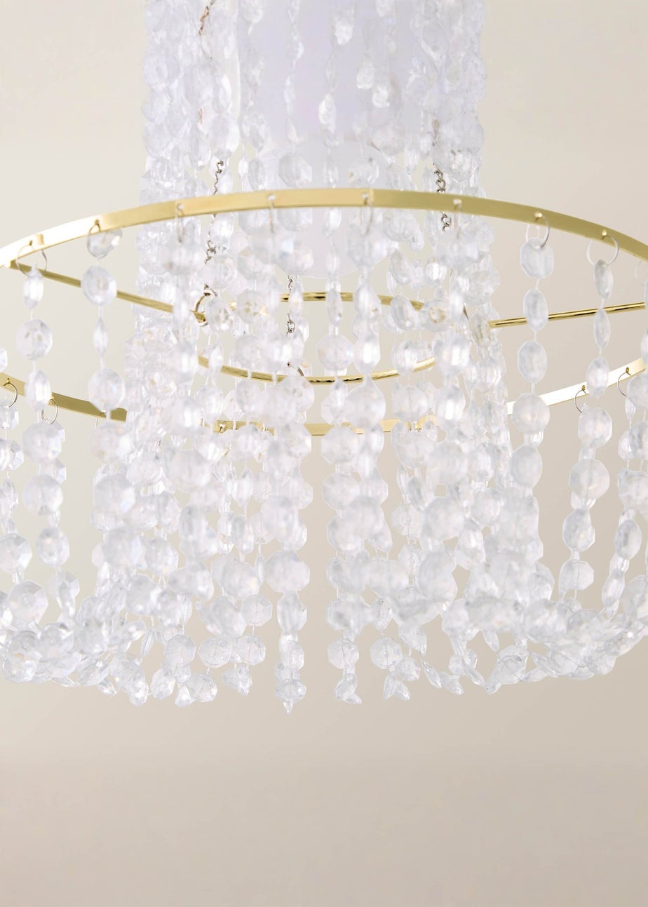 ValueLights Tegan Polished Gold Tiered Ceiling Pendant Droplets Shade (28cm x 28cm x 28cm)
