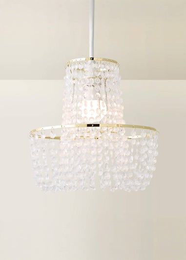 ValueLights Tegan Polished Gold Tiered Ceiling Pendant Droplets Shade (28cm x 28cm x 28cm)