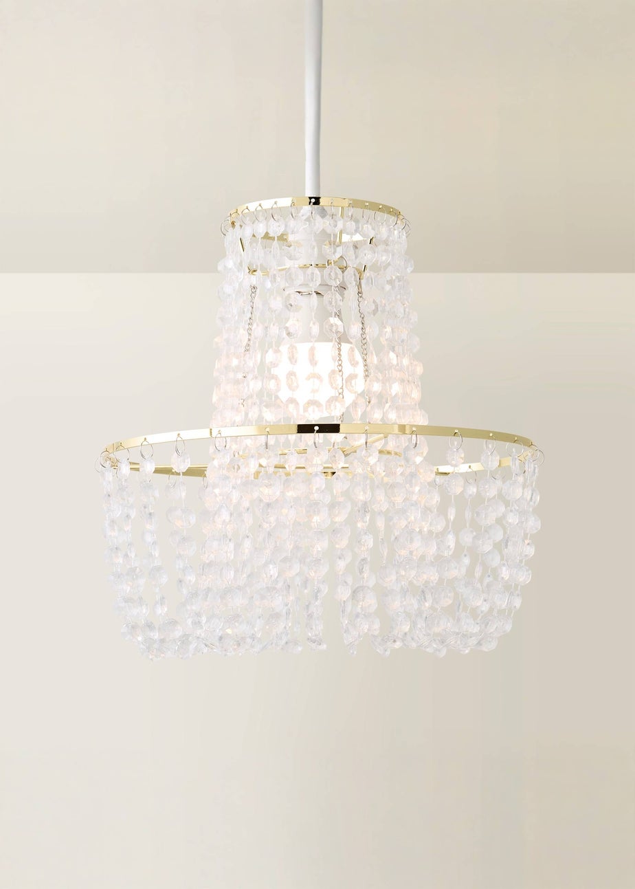 ValueLights Tegan Polished Gold Tiered Ceiling Pendant Droplets Shade (28cm x 28cm x 28cm)