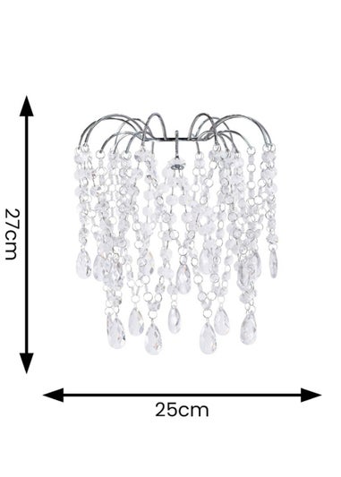 ValueLights Blanche Polished Silver Tiered Ceiling Pendant Droplets Shade (27cm x 25cm x 25cm)