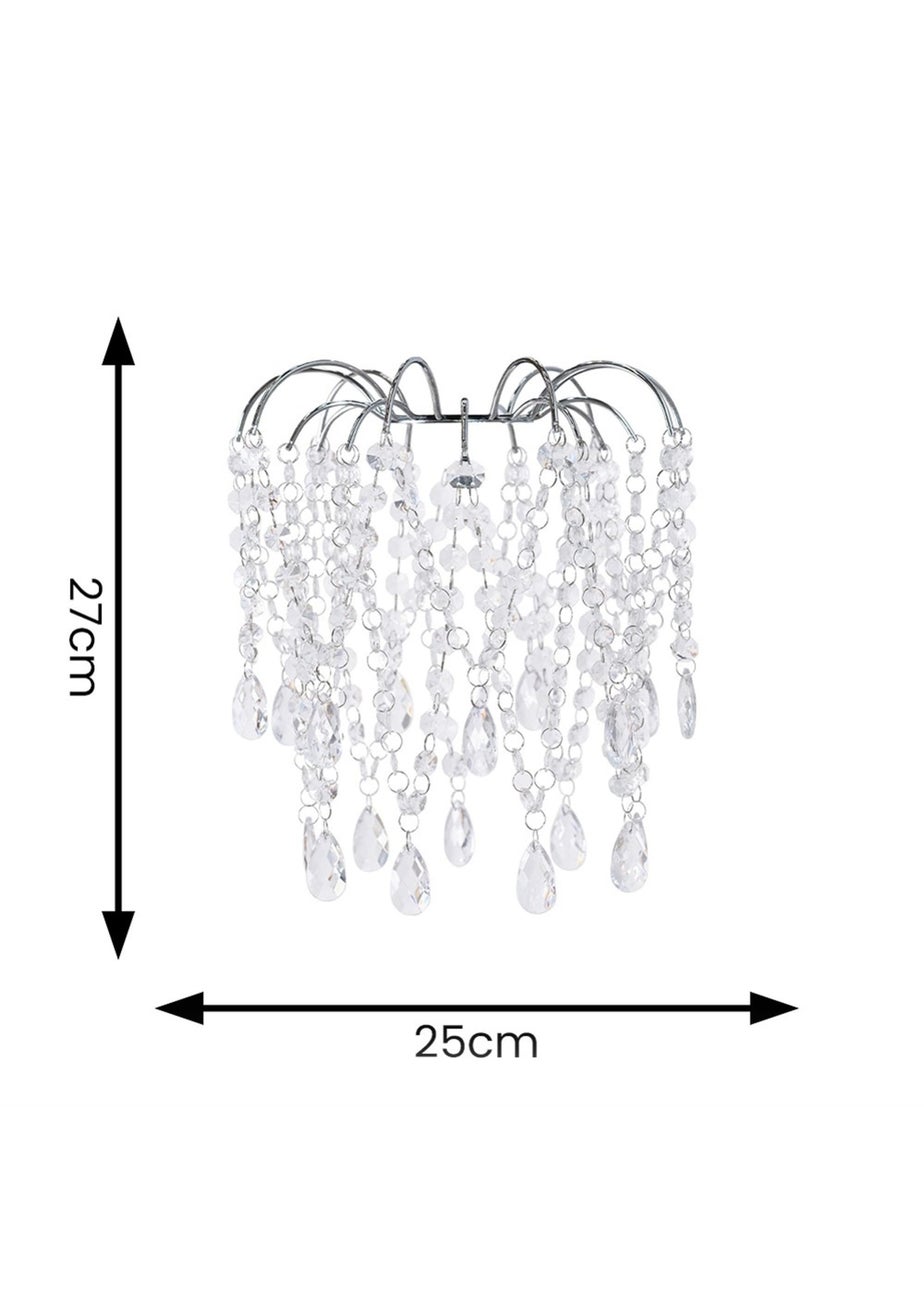 ValueLights Blanche Polished Silver Tiered Ceiling Pendant Droplets Shade (27cm x 25cm x 25cm)