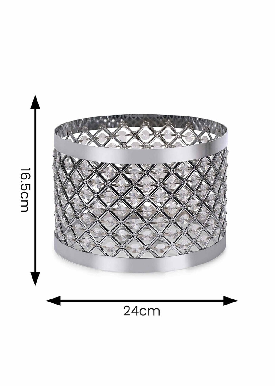 ValueLights Hadley Polished Silver Drum Ceiling Pendant Shade (16.5cm x 24cm x 24cm)