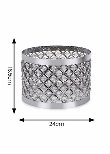 ValueLights Hadley Polished Silver Drum Ceiling Pendant Shade (16.5cm x 24cm x 24cm)