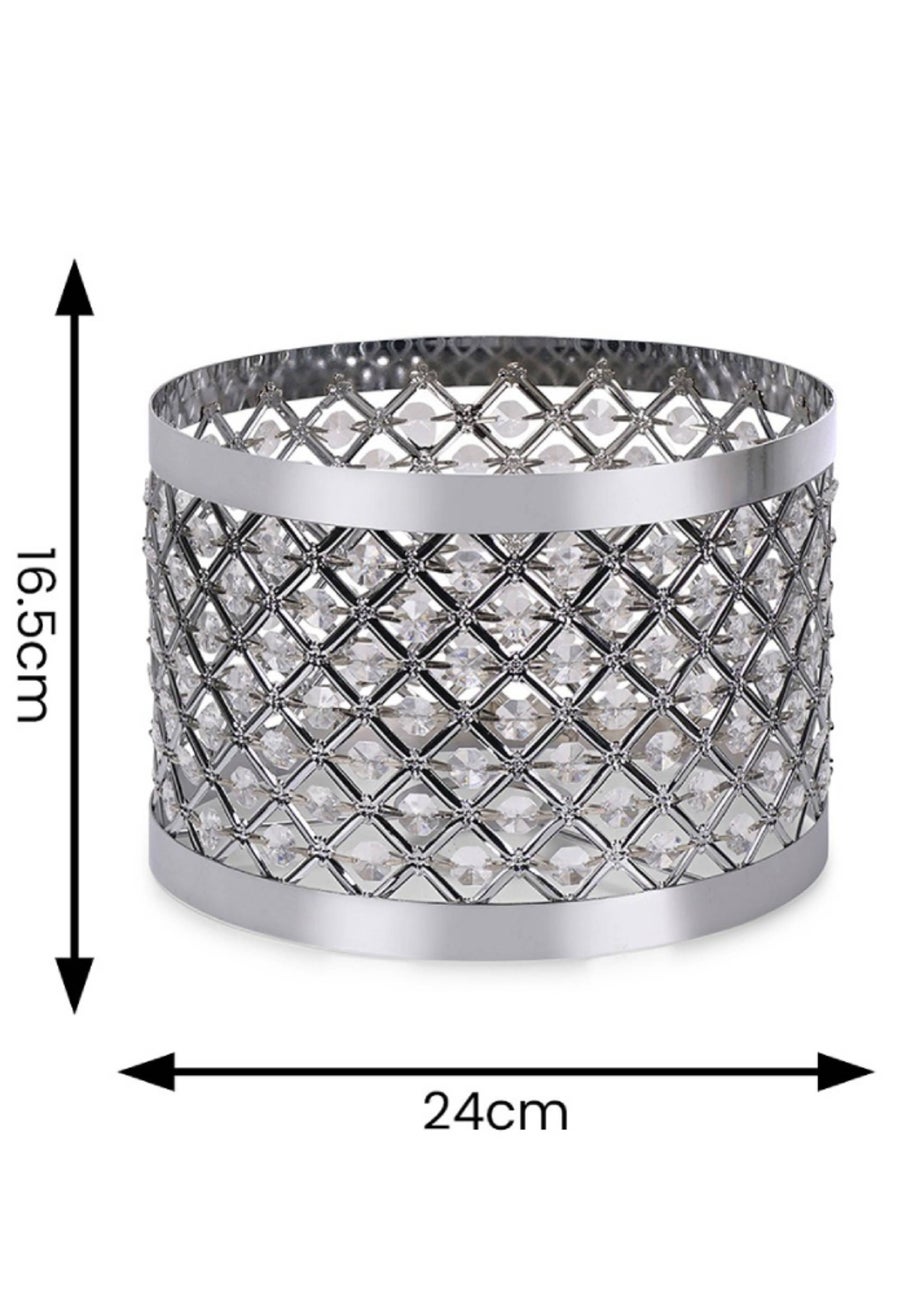 ValueLights Hadley Polished Silver Drum Ceiling Pendant Shade (16.5cm x 24cm x 24cm)