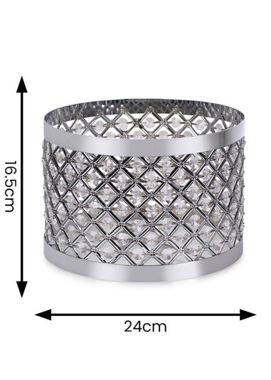 ValueLights Hadley Polished Silver Drum Ceiling Pendant Shade (16.5cm x 24cm x 24cm)