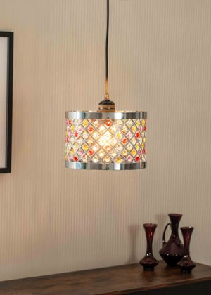 ValueLights Hadley Polished Multicolour Drum Ceiling Pendant Shade (16.5cm x 24cm x 24cm)