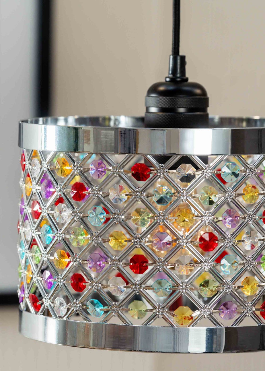 ValueLights Hadley Polished Multicolour Drum Ceiling Pendant Shade (16.5cm x 24cm x 24cm)