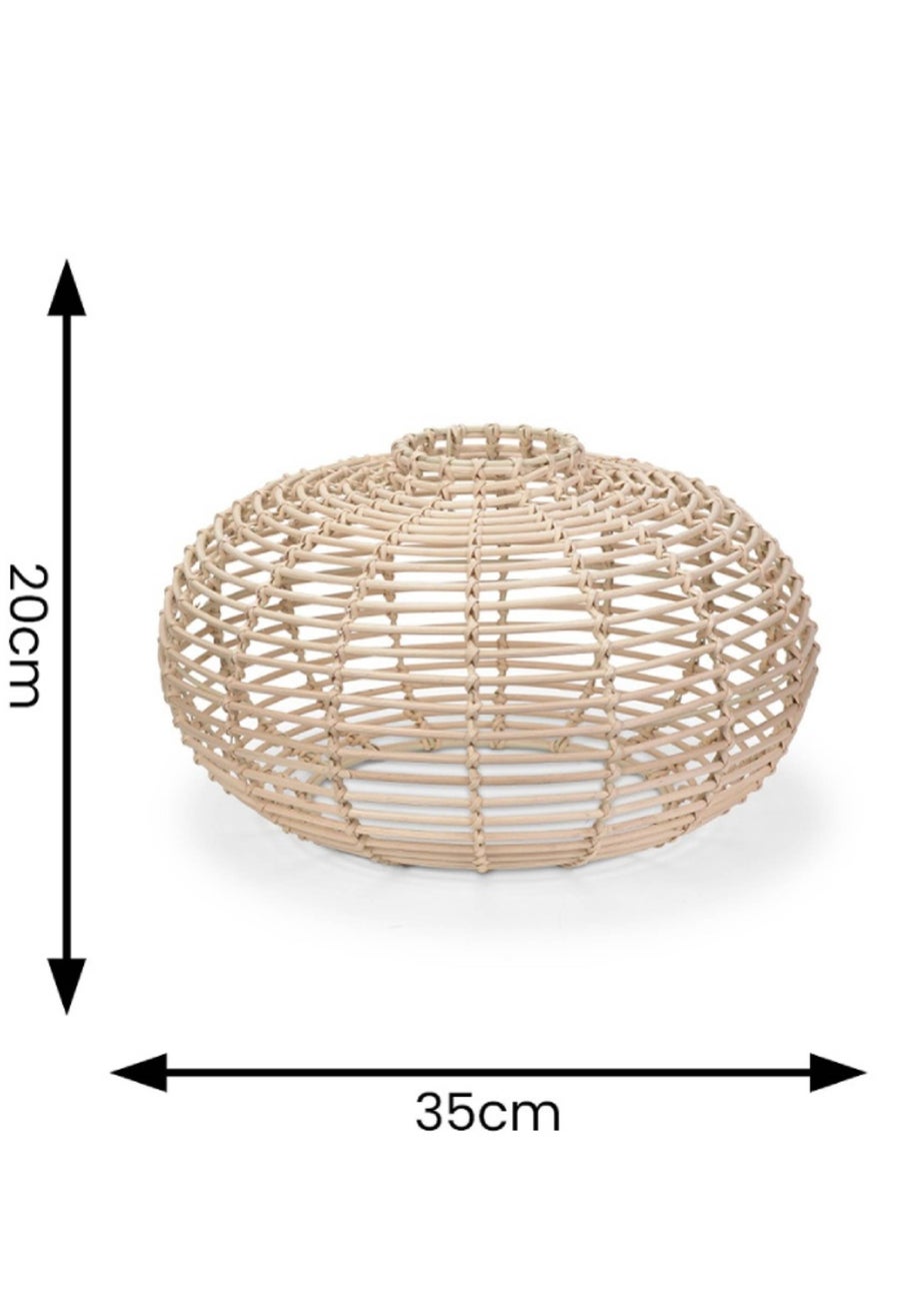 ValueLights Romy Wood Rattan Natural Oval Ceiling Pendant Shade (20cm x 35cm x 35cm)