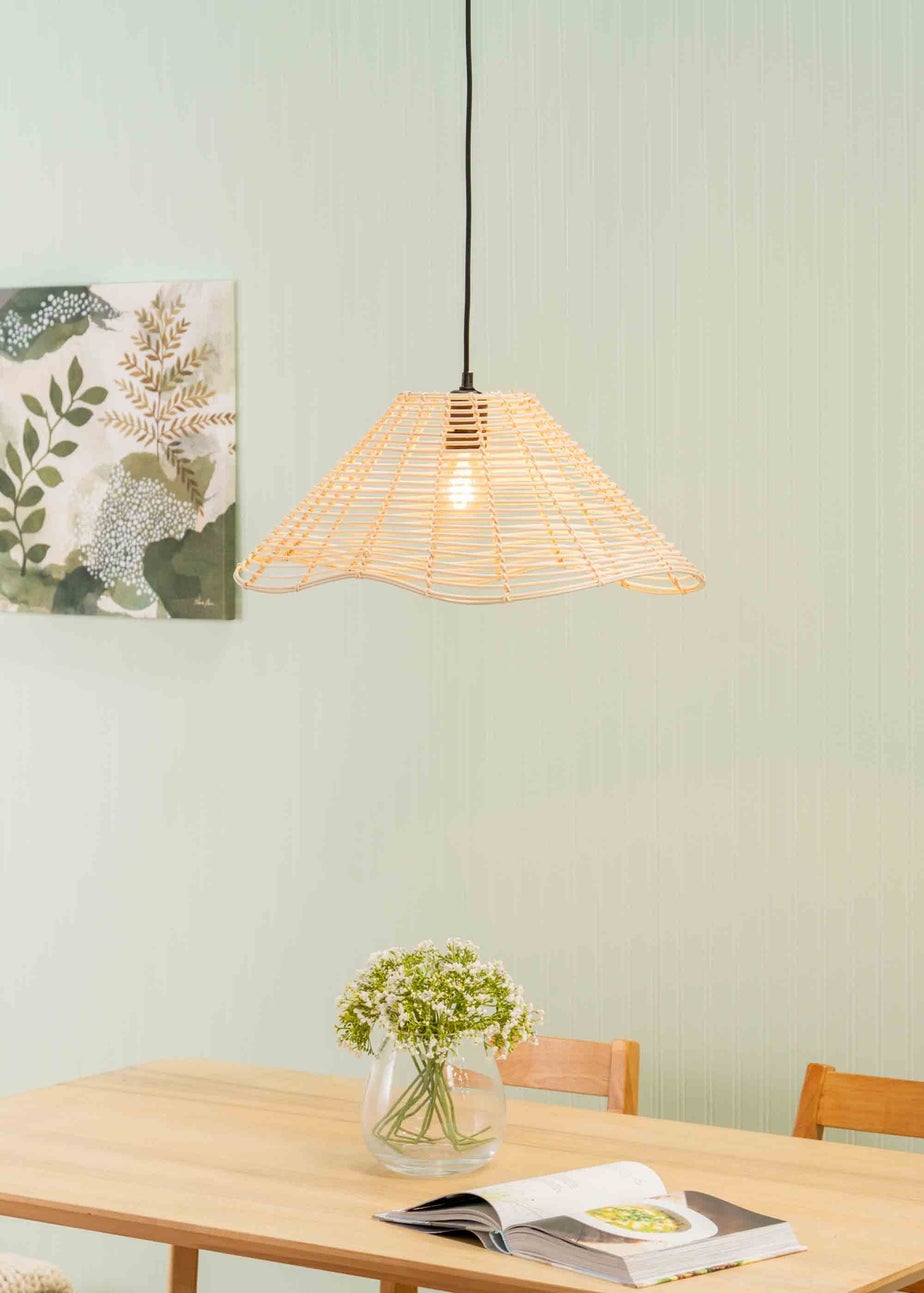 ValueLights Harlow Wood Rattan Natural Tapered Ceiling Pendant Shade (23cm x 37cm x 59cm)