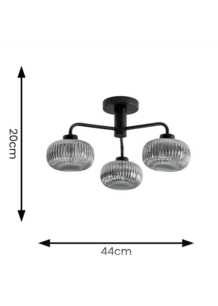 ValueLights Amaia Matte Black Semi-Flush Light with Clear Globe Shade