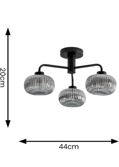 ValueLights Amaia Matte Black Semi-Flush Light with Clear Globe Shade