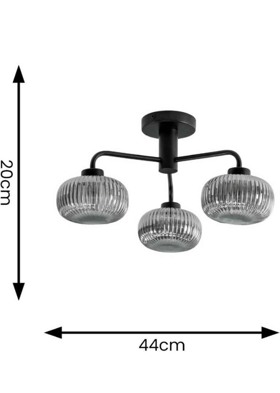 ValueLights Amaia Matte Black Semi-Flush Light with Clear Globe Shade