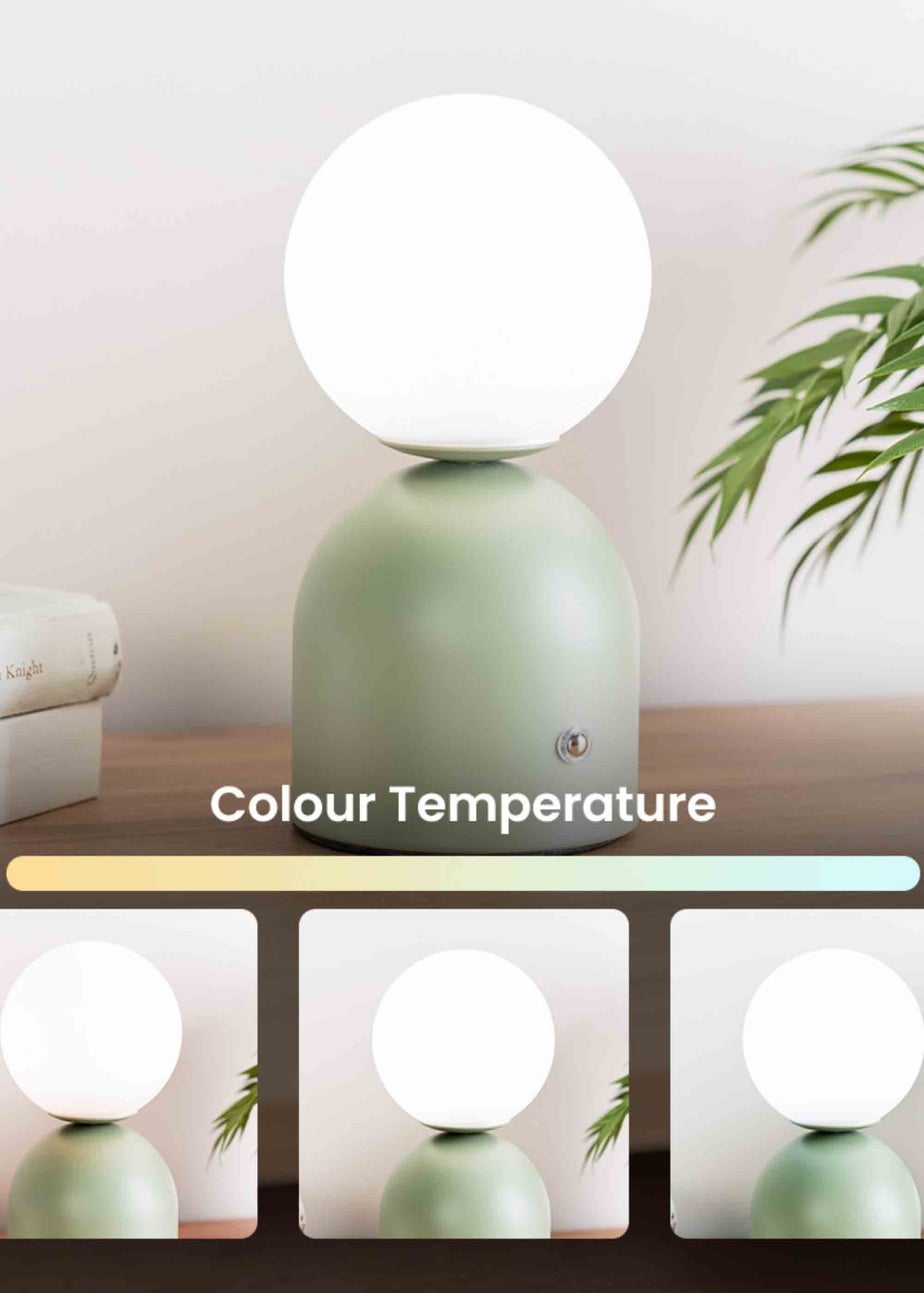 ValueLights Dimmable Green Table Lamp with White Globe Shade Integrated LED