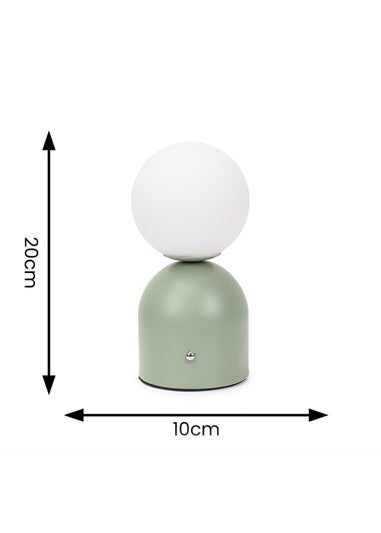 ValueLights Dimmable Green Table Lamp with White Globe Shade Integrated LED