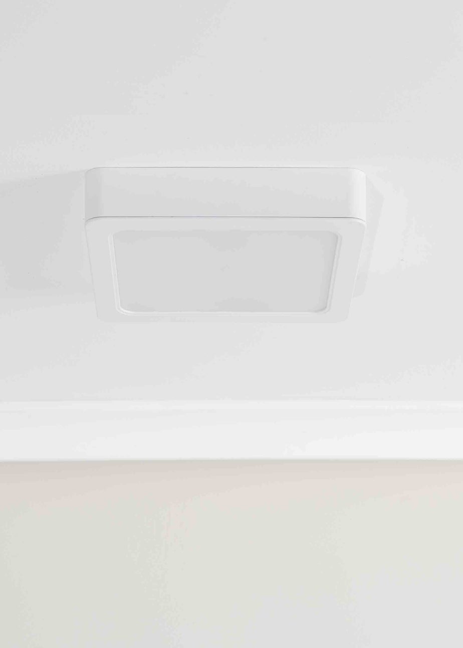 ValueLights Matte White Flush Light with White Square Shade Integrated LED