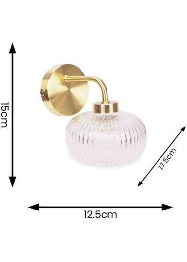 ValueLights Amaia Brushed Gold Wall Light with Clear Globe Shade