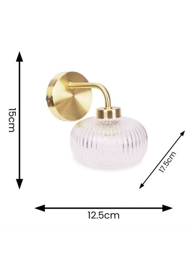 ValueLights Amaia Brushed Gold Wall Light with Clear Globe Shade
