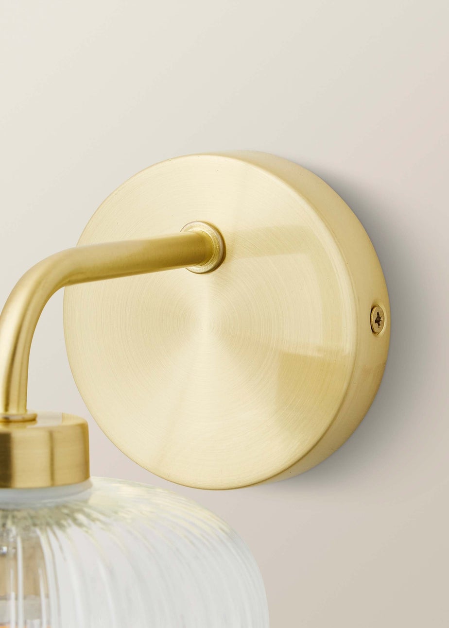 ValueLights Amaia Brushed Gold Wall Light with Clear Globe Shade