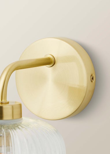 ValueLights Amaia Brushed Gold Wall Light with Clear Globe Shade