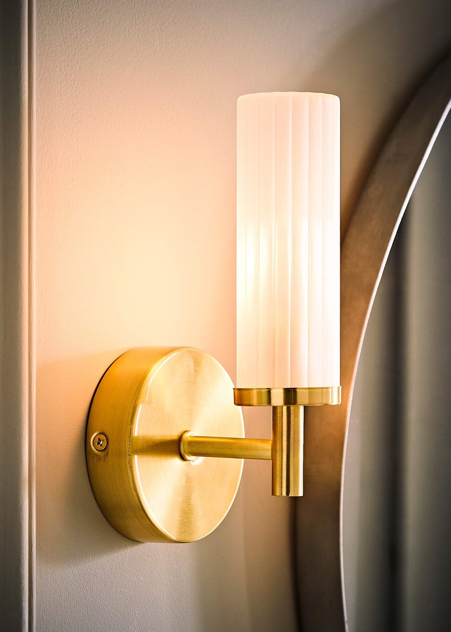 ValueLights Canya Matte Gold Wall Light with Clear Drum Shade