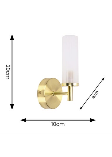 ValueLights Canya Matte Gold Wall Light with Clear Drum Shade