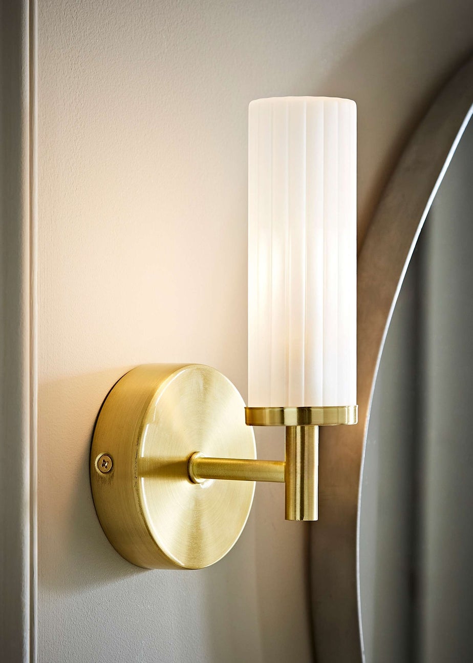 ValueLights Canya Matte Gold Wall Light with Clear Drum Shade