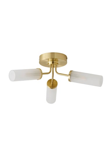 ValueLights Canya Matte Gold Semi-Flush Light with Clear Drum Shade