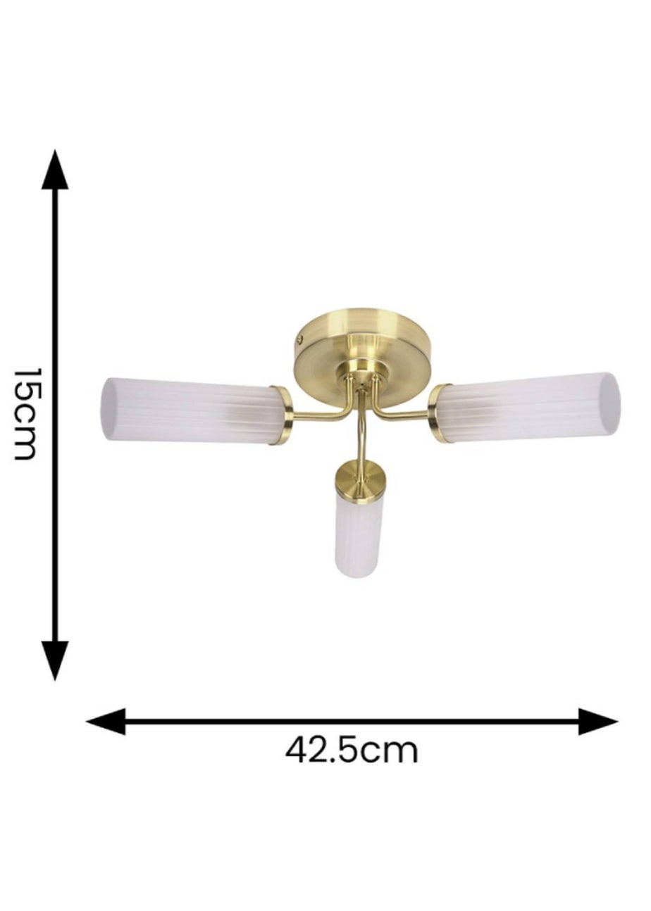 ValueLights Canya Matte Gold Semi-Flush Light with Clear Drum Shade